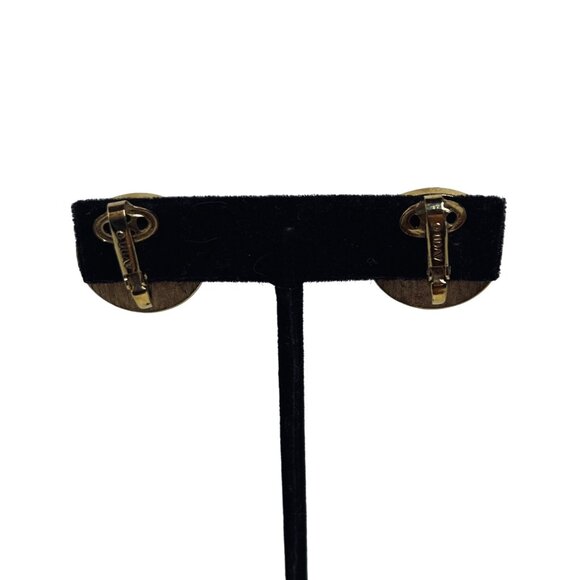 Avon Gold Tone And White Round Clip On Earrings (5234) - Picture 5 of 6